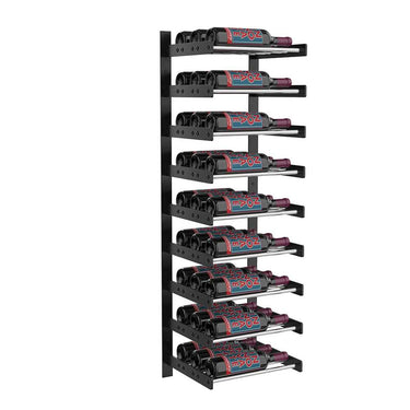 Evolution 45 in. High 1 Column Wine Wall in Matte Black and Chrome Storing 27 Bottles