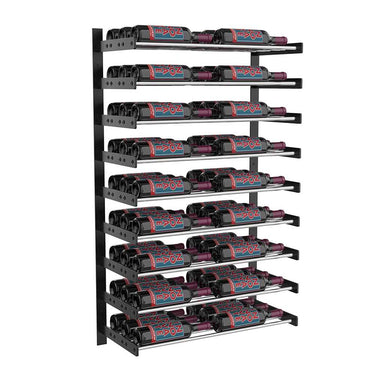 Evolution 45 in. High 2 Column Wine Wall in Matte Black and Chrome Storing 54 Bottles