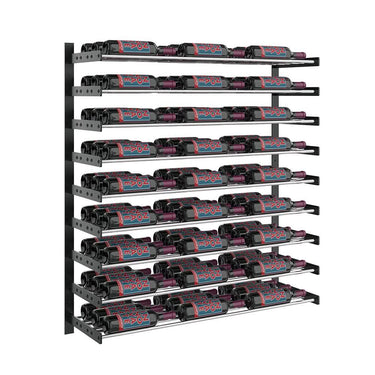 Evolution 45 in. High 3 Column Wine Wall in Matte Black and Chrome Storing 81 Bottles 