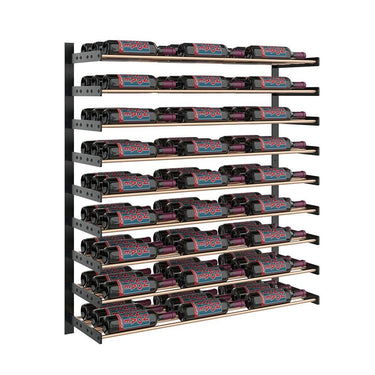 Evolution 45 in. High 3 Column Wine Wall in Matte Black and Golden Bronze Storing 81 Bottles 