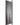 Tall black metal wine rack with multiple shelves on a white background