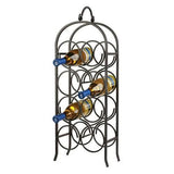 Wine rack with three bottles on a white background