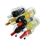 Wine rack holding multiple bottles of wine on a white background