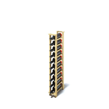 Angled 1 column pine wooden wine rack storing 10 bottles