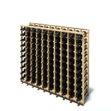 Angled 10 column pine wooden wine rack storing 100 bottles