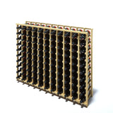 Angled 11 column pine wooden wine rack storing 110 bottles