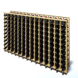 Angled 14 column pine wooden wine rack storing 140 bottles