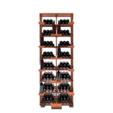 Wooden wine rack with bottles on a white background