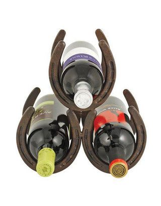 Horseshoe 3 Bottle Metal Wine Rack