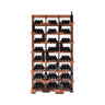Wooden wine rack with bottles of wine on a white background