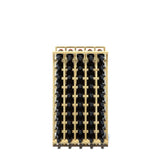 A 5 column pine wooden wine rack storing 50 bottles