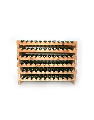 6 shelf stackable wooden wine rack storing 72 bottles