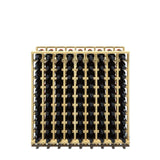 A 9 column pine wooden wine rack storing 90 bottles