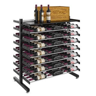 Evolution 126 Bottle Shelf Island Display Rack in Matte Black and Chrome