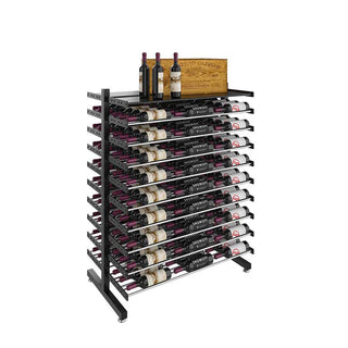 Evolution Shelf Island Display Rack in Matte Black and Chrome Storing 162 Bottles