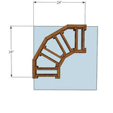 Curved Corner 6.5 Foot Tall Wooden Wine Rack Kit Dimensions