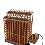 Wooden wine rack with bottles on a white background