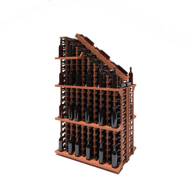 Wooden wine rack with bottles on a white background