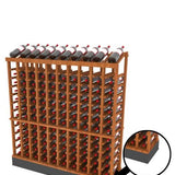 Wooden wine rack with bottles on a white background