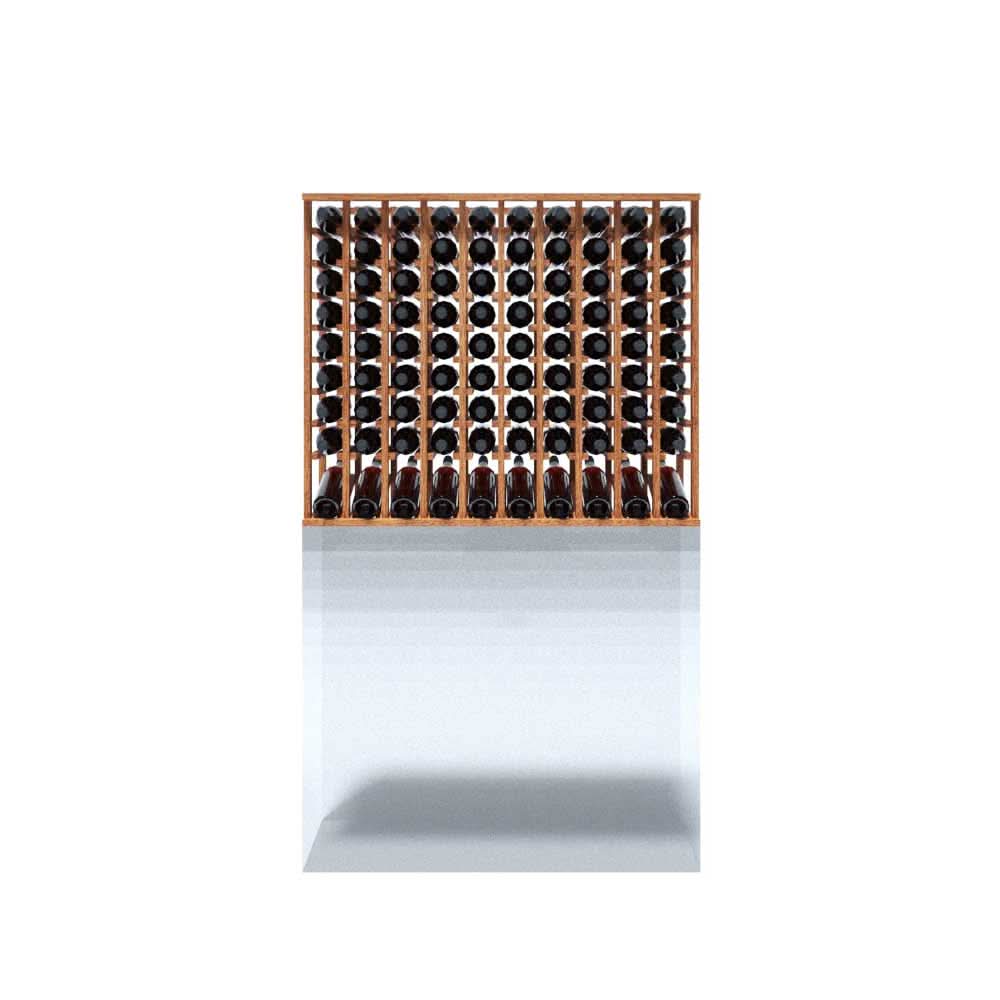 10 Column Wooden Upper Wine Rack Cabinet- Stores 90 standard wine bottles with a display row
